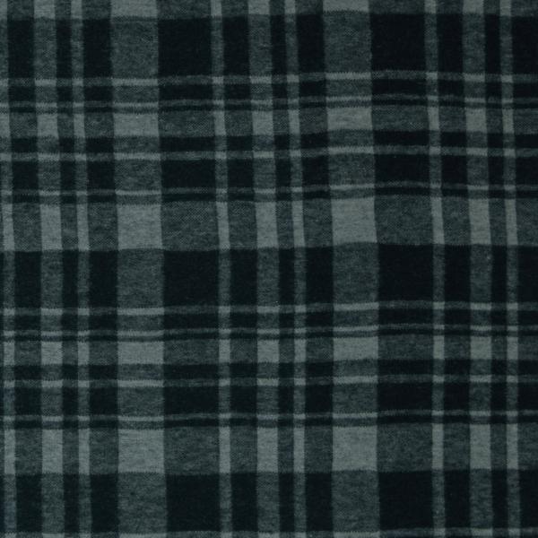 Jacquard Flanell Jersey Karo Schwarz/Smaragd by Swafing